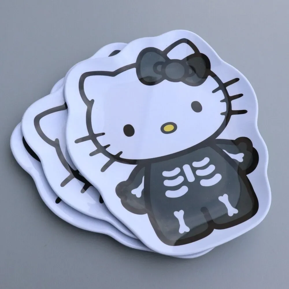 Hello Kitty Plastic Party Plates 3 Piece Halloween Skeleton